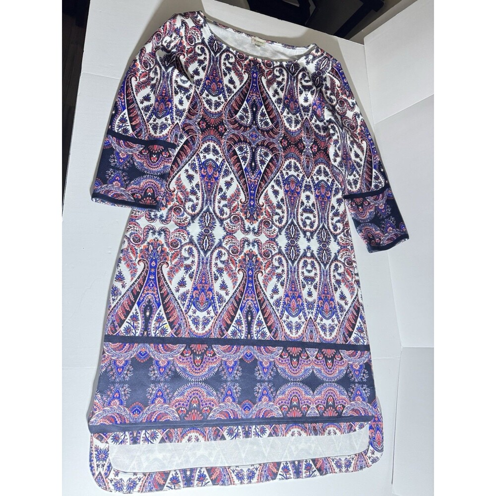 Cremieux Womens Paisley Print 3/4 Sleeve High Low Dress Kentucky DerbySize M